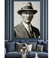 Şapkalı Mustafa Kemal Atatürk Dekoratif Kanvas - Mdf Ahşap Tablo