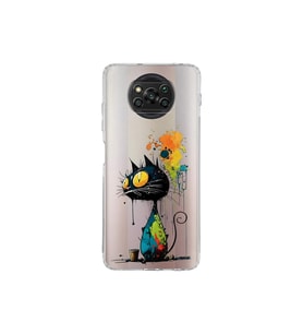 Poco X3 NFC ile Uyumlu Splash Kedi Tasarımlı Şeffaf Silikon Kılıf