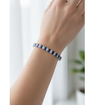 Vip Silver Lacivert Oval Taşlı Su Yolu Bileklik - 26slbv13