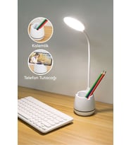 3 Renkli Şarjlı 24 LED Masa Işığı, Ayarlanabilir Ton ve Parlaklık (Krem)