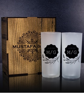 eJOYA Kişiye Özel Kutusunda 2'li Rakı Bardağı Hediye Seti  107155 (Krem)