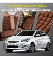 Hyunda Accent Blue Kahverengi Renk Tay Tüyü Cepli & Terletmez Sırtlı Oto Koltuk Minder Seti - Koltuk Koruma Kılıfı (ÖN & ARKA TAM SET)