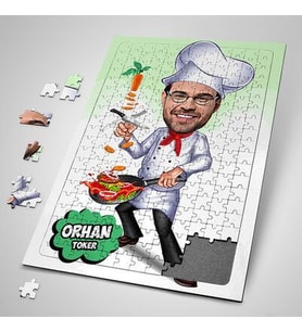 Kişiye Özel Aşçı Şef Karikatürlü Puzzle