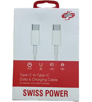 Swiss Power Type-C to Type-C Data ve Şarj Kablosu SWP-CACC01 - Beyaz