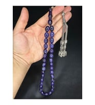SIKMA ÇUBUK KEHRİBAR TESBİH LACİVERT RENKLİ BEYZİ KESİM 14,5MMX11,5MM T-644 (Çok Renkli)