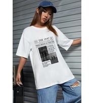 Unisex The 1997 Travel Baskılı T-shirt (Beyaz)
