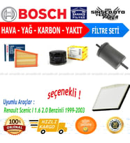 Bosch Filtre Bakım Seti Renault Scenic I 1.6 2.0 Benzinli 1999-2003 Hava + Yağ F + Yakıt F. + Polen Valeo