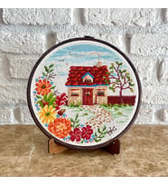 Seretamin Handmade Sonbahar Manzaralı Kanaviçe Nakışlı Duvar Süsü