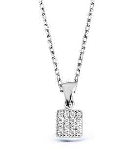 925 Ayar Gümüş Zirkon Taşlı Kare Kolye - N134601