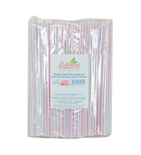 LokmanAVM Körüklü Çizgili Pipet Ayran Kola Meşrubat Pipeti 22 Cm Karma Renk 150 Adet Paket