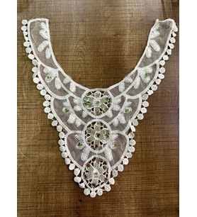 24X50 CM CAM TAŞLI BEYAZ DİKİŞ YAKA GİYİM YAKA AKSESUARI