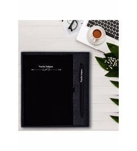 Kişiye Özel Sonsuzluk Motifli  Ajanda ve Kalem(PRM216 (Siyah)