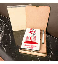 Sevgililer Günü Hediyesi Ahşap Kutulu Defter Kalem Set 017