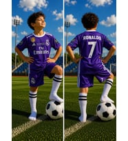 Cristiano Ronaldo Real Madrid Mor Cardif 2017 Sezon Futbol Çocuk Forması 4 lü set Çorap Bileklik Hediyeli