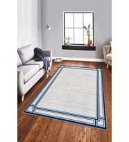 Lacivert Çerçeveli Kaymaz Tabanlı Dekoratif Halı RV054 - 100 x 160 cm