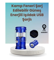 Mey İthalat® Şarj Edilebilir Güneş Enerjili Kızaklı Kamp Feneri – USB Çıkışlı, Katlanabilir, Dayanık