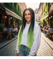 Afrika Örgüsü Ve Rasta İçin Sen Ombreli / Siyah / Açık Fıstık Yeşili