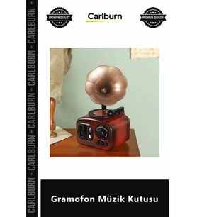 Özel Üretim Ahşap Retro Görünüm Vintage Tasarım Dekoratif Nostaljik Hediye Şık Gramofon Müzik Kutusu