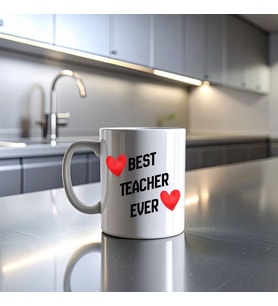 Best Teacher Ever Baskılı Kupa Model 202 Seramik Kahve Kupası Öğretmen Hediyesi Özel Tasarım Bardak