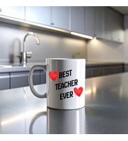 Best Teacher Ever Baskılı Kupa Model 202 Seramik Kahve Kupası Öğretmen Hediyesi Özel Tasarım Bardak