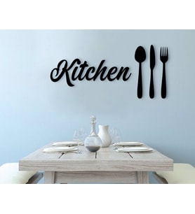 BK Home Kitchen Tasarımlı Ahşap Duvar Yazısı (Siyah)