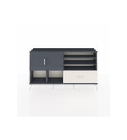 Arges Konsol 7 Raflı Tek Çekmeceli 2 Kapaklı 176x30x99 Antrasit-Antrasit/Aytaşı
