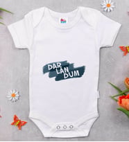 BK Kids Darlandum Tasarımlı Beyaz Bebek Body Zıbın-1