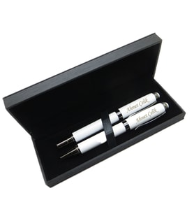 Signator® M465 Titanyum Beyaz Kalem Seti - Roller Kalem + Tükenmez Kalem  İsme Özel Kalem  Hediyelik Kalem (Karışık)