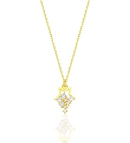 Gümüş altın yaldızlı zirkon taşlı yıldız yağmuru kolye SGTL12684GOLD
