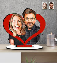 Sevgililer Günü Hediyesi  Yılbaşı Hediyesi   ,Kalpli Karikatür   Mdf  Biblo (Çok Renkli)