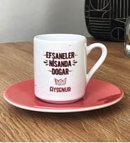 Kişiye Özel Efsaneler Nisanda Doğar Türk Kahvesi Fincanı Doğum Günü Hediyesi (Pembe)