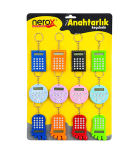 12 ADET HESAP MAK. ANAHTARLIK RENKLİ PLASTİK NRX-4089 (5343)