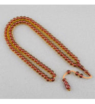 Ateş Kehribar 99luk Namaz Tesbih Tekerlek Kesim 9x7mm Tesbih - Kayısı