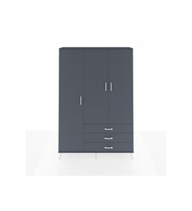 Arges Gardrop 6 Raflı 3 Çekmeceli Tek Askılı 132x30x195 Antrasit-Antrasit