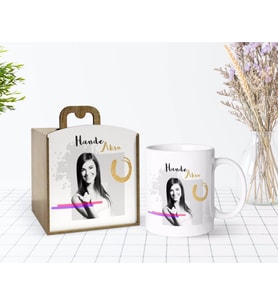 BK Gift Kişiye Özel Ahşap Kutuda İsimli Fotoğraflı Beyaz Kupa Bardak-5