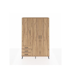 Arges Gardrop 6 Raflı 3 Çekmeceli Tek Askılı 132x30x195 Çam-Çam