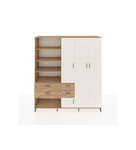 Hyperion Dolap 14 Raflı 4 Çekmeceli 4 Kapaklı 220x44x243 Çam-Aytaşı/Çam