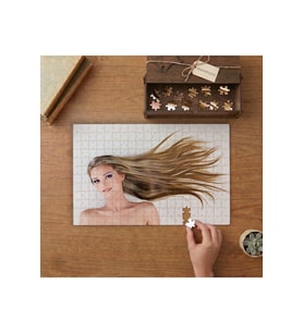 Uzun Saçlı Güzel Kadın Tasarımı 240 parça Ahşap Puzzle Ahşap Kutuda MP00631