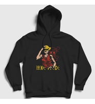 Presmono Unisex Siyah Monkey Luffy Anime One Piece Kapüşonlu Sweatshirt 136327tt