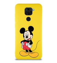 Xiaomi Redmi Note 9 Soft Premier Kapak Mickey Mouse-E Tasarımlı Silikon Kılıf - Sarı (Şeffaf)