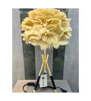 Tüylü Model Tripod Modern Gold Ayak Abajur Lamba 2li