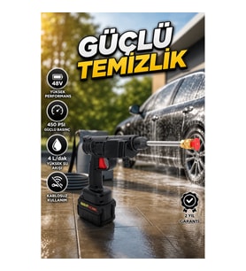 48V Şarjlı Basınçlı Yıkama Makinesi – Kablosuz Su Tabancası 450 PSI, 4 L/dak