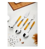 5 Parça Platin Servis Seti & Servis Sunum Seti Amber ( Kepçe / Kevgir / Sıpatula / Çatal / Kaşık )