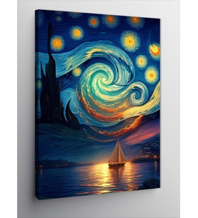 Kanvas Tablo Yıldızlı Gece Temalı Sanat