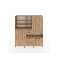 Hyperion Dolap 17 Raflı 2 Çekmeceli 7 Kapaklı 220x44x243 Çam-Çam/Çam