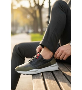 Enoch Erkek Sneaker - Karma Materyal Dokulu Esnek Tabanlı Şehir Ayakkabısı ve Dinamik Tasarım Bağcıklı Yürüyüş Ayakkabısı