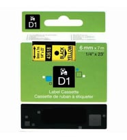 PUUN®Dymo D1 43618 S0720790 6 mm x 7 mt Muadil Sarı Etikete Siyah Yazı Şerit Etiket Kaseti (Çok Renkli)