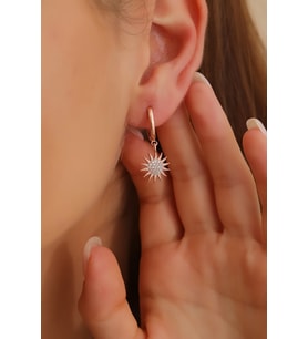 Rose Kaplamalı Zirkon Taşlı Güneş Model Küpe