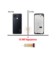 Oppo A15 Siyah Uyumlu Orta Kasa + B7000 Yapıştırıcı Full Kasa Kapak Gövde Housing