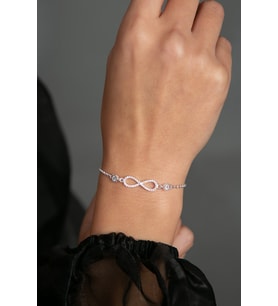 Elika Silver Kadın Rodyumlu Sonsuzluk Model 925 Ayar Gümüş Bileklik (STD)